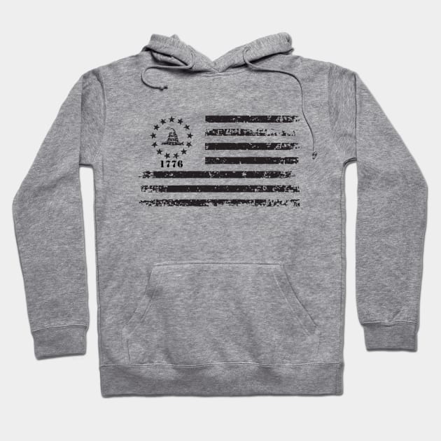 Don't Tread on Me 1776  (Black Design) Hoodie by i4ni Studio